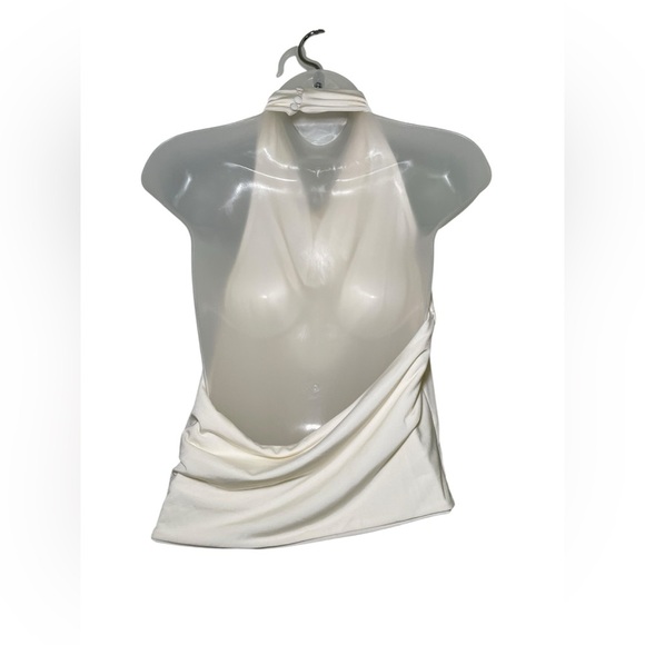 Meshki Federica Ivory Slinky Asymmetrical Halter Neck Top XXL NWT - Picture 6 of 8